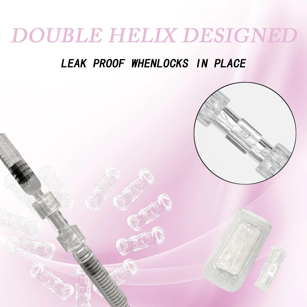 

100pcs Double Helix Luer Syringe Connector Sterile Transparent Pneumatic Parts PP Material Leak Proof Drug Guide Device