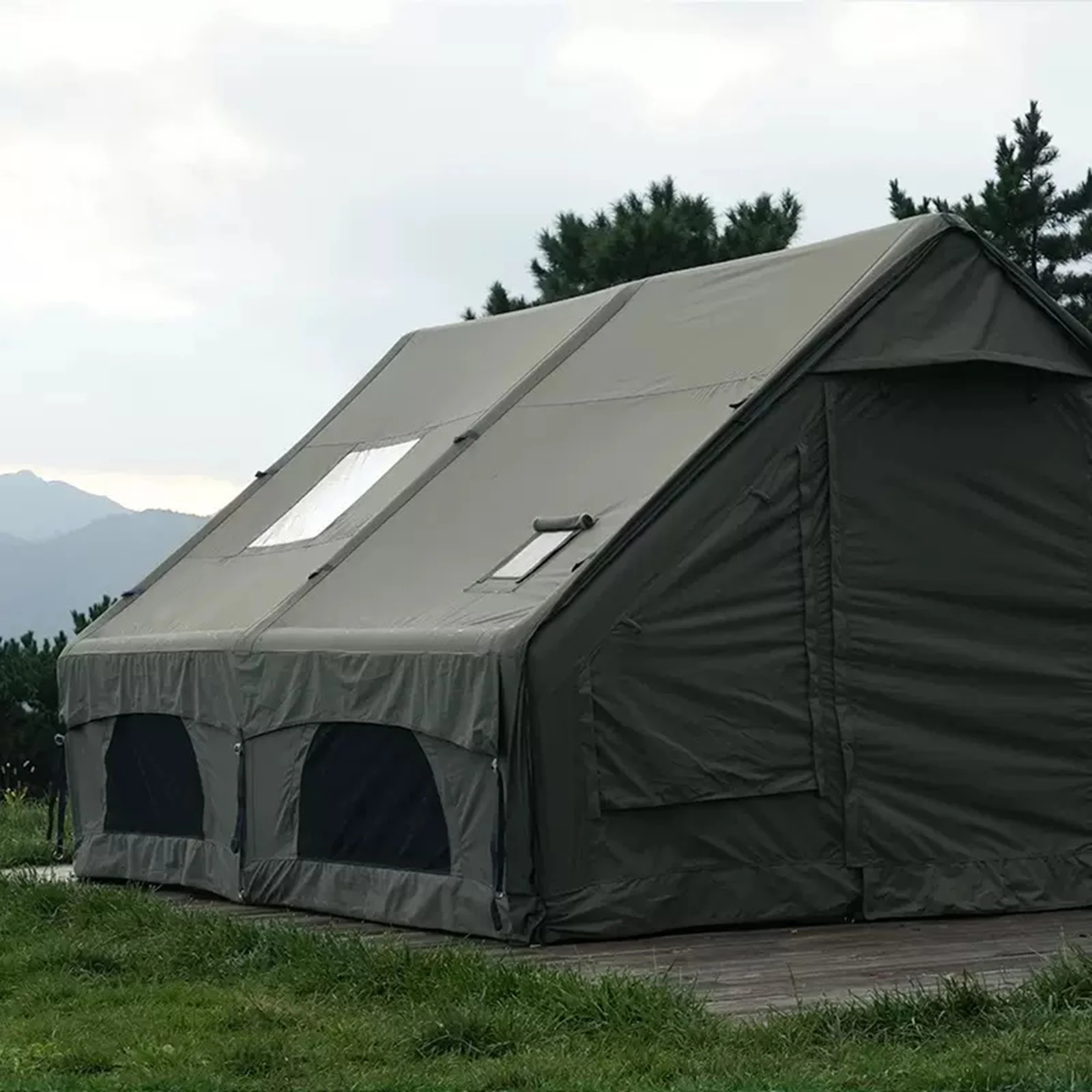 PAKICETUS Inflatable Tent 4-10P Stove Jack Mesh Windows Air Pump 4 Seasons Breathable Luxury Family Festival Camping Shelter