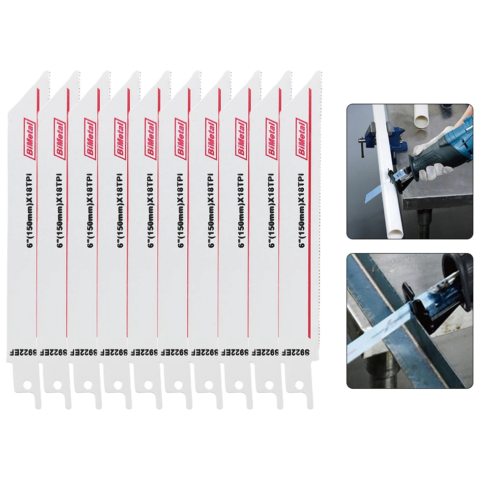 

Для резки пластиковых труб, 10 шт., S922EF, полотна для сабельных пил, биметаллические лезвия для обрезки древесины