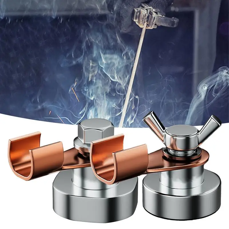 Magnetic Welding Ground Clamp 2X Stability Clamps Powerful Magnetism 500A Copper Electrode Welding Support Clamp