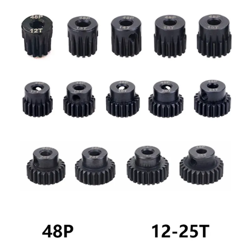 

SURPASS-HOBBY Stainless Steel 48P 3.175mm Motor Gear 12T 13T 14T 15T 16T 17T 18T 19T 20T 21T 22T 23T 24T 25T For 1/10 RC Car