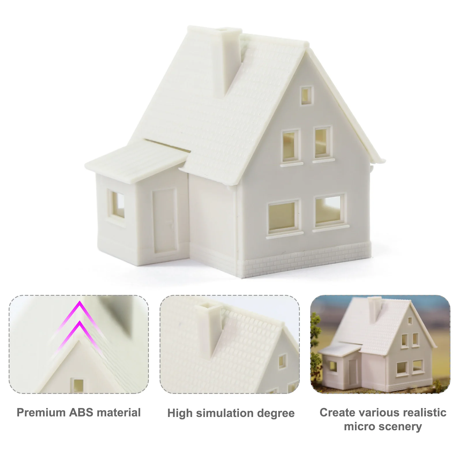 Evemodel 1pc N Scale 1:160 Model Village House White Unassembled Architectural Building