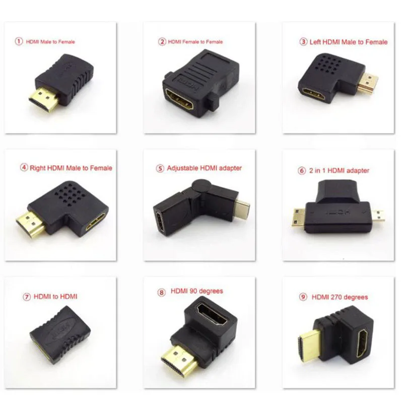 90 180 270 360 Degree Micro HDMI-compatible Connector Adapter  Male Female Converter Coupler For PC Laptop TV DVD LCD Display B4