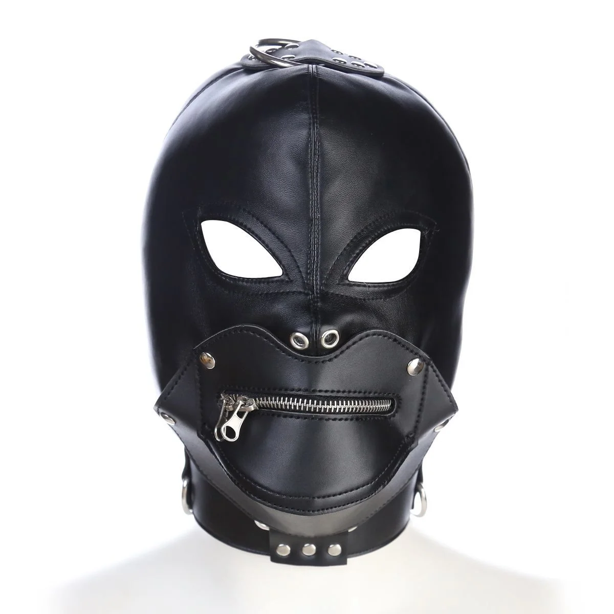 เซ็กซี่หนังระบายอากาศ Baring Mouth Eye Mask Hood พร้อมซิปบทบาทเล่นหน้ากากคอสเพลย์ Bondage คอสเพลย์ Animation Party Props
