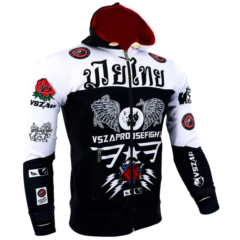 VSZAP-Boxing Sports Hoodies for Men, MMA Rock, Workout Jacket, Running Shirt, Fighting, Martial Arts, Rose, Warm, Autumn