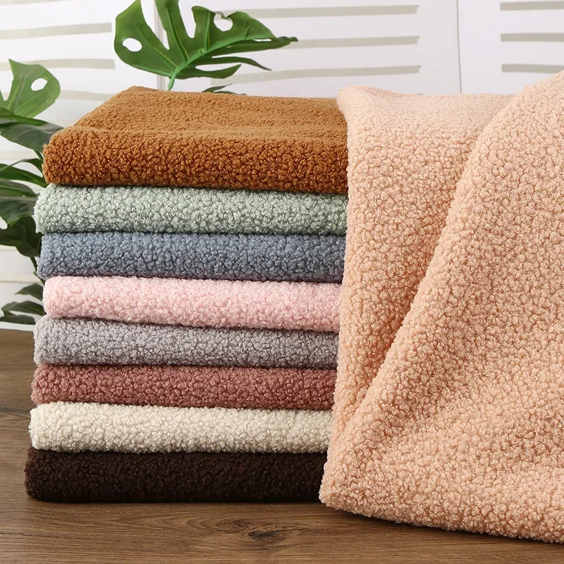 Fashion Imitation Teddy Plush Fabric By The Meter for Clothes Coats Sofa Covers Sewing Winter Plain Soft Cloth Comfortable Black