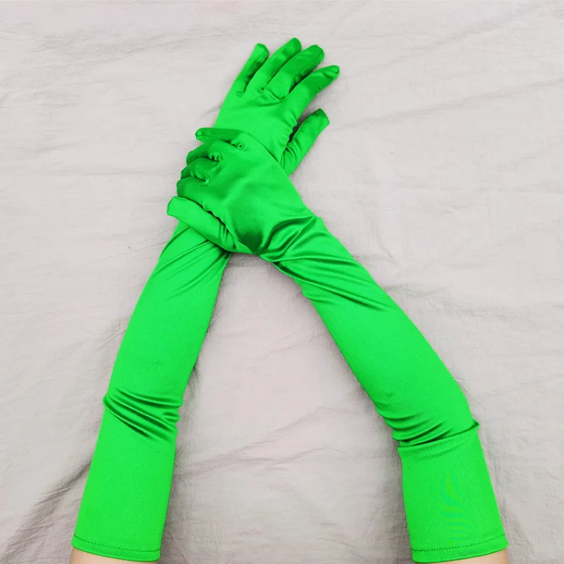 Guantes de satén elásticos extendidos para damas, guantes de fiesta retro, cosplay, moda nupcial, ropa emo, C027