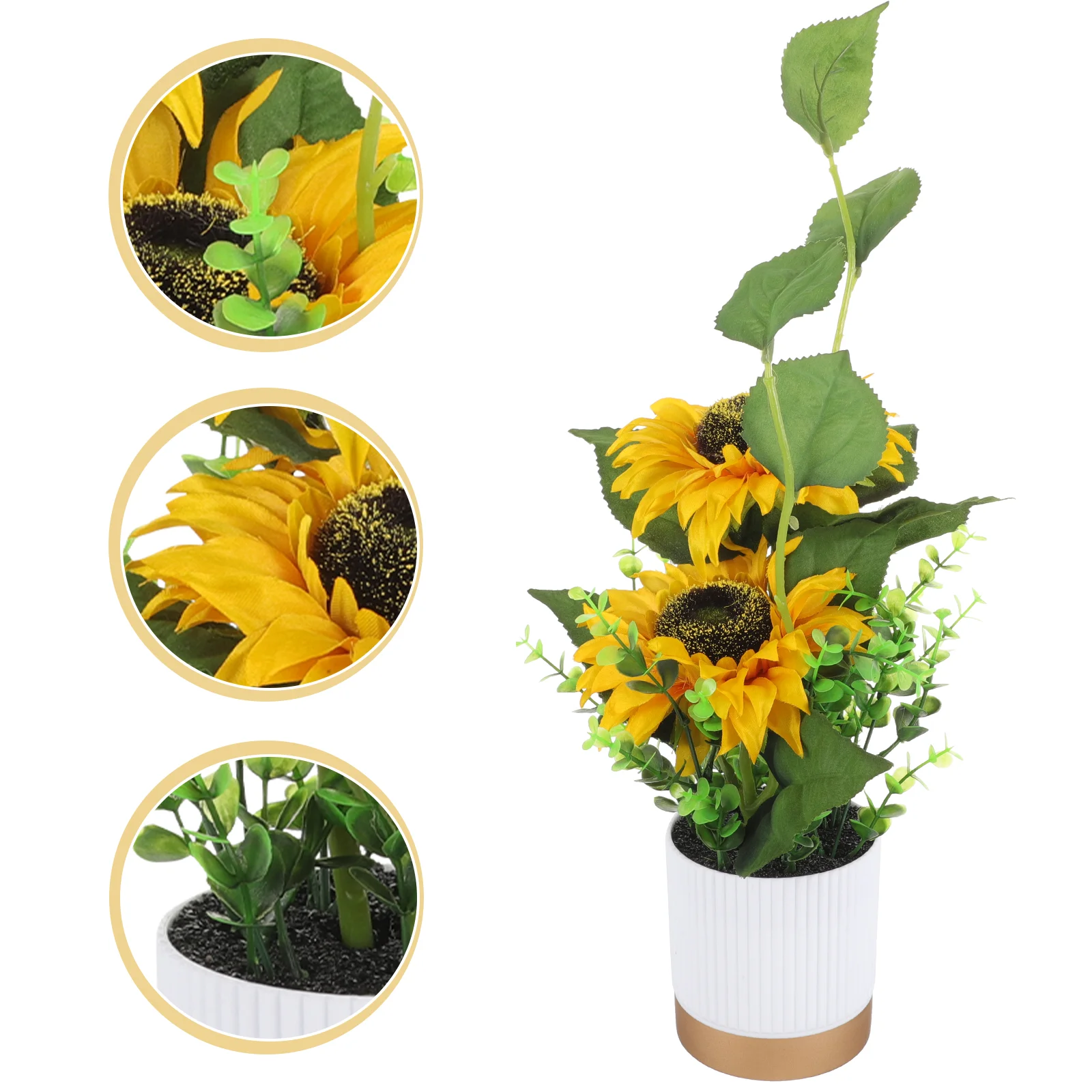 

Potted Sunflower Fake Small Bonsai Indoor Plastic Desktop Adornments Summer Decorations for Home Plant Plants Artificial