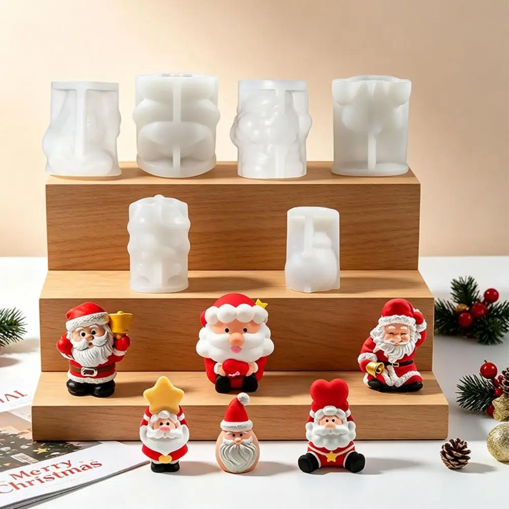 3D Bearded Santa Claus Christmas Candle DIY Mold Opened Top Heat Resistant Silicone Chocolate Mold Multi-Shape Resuable