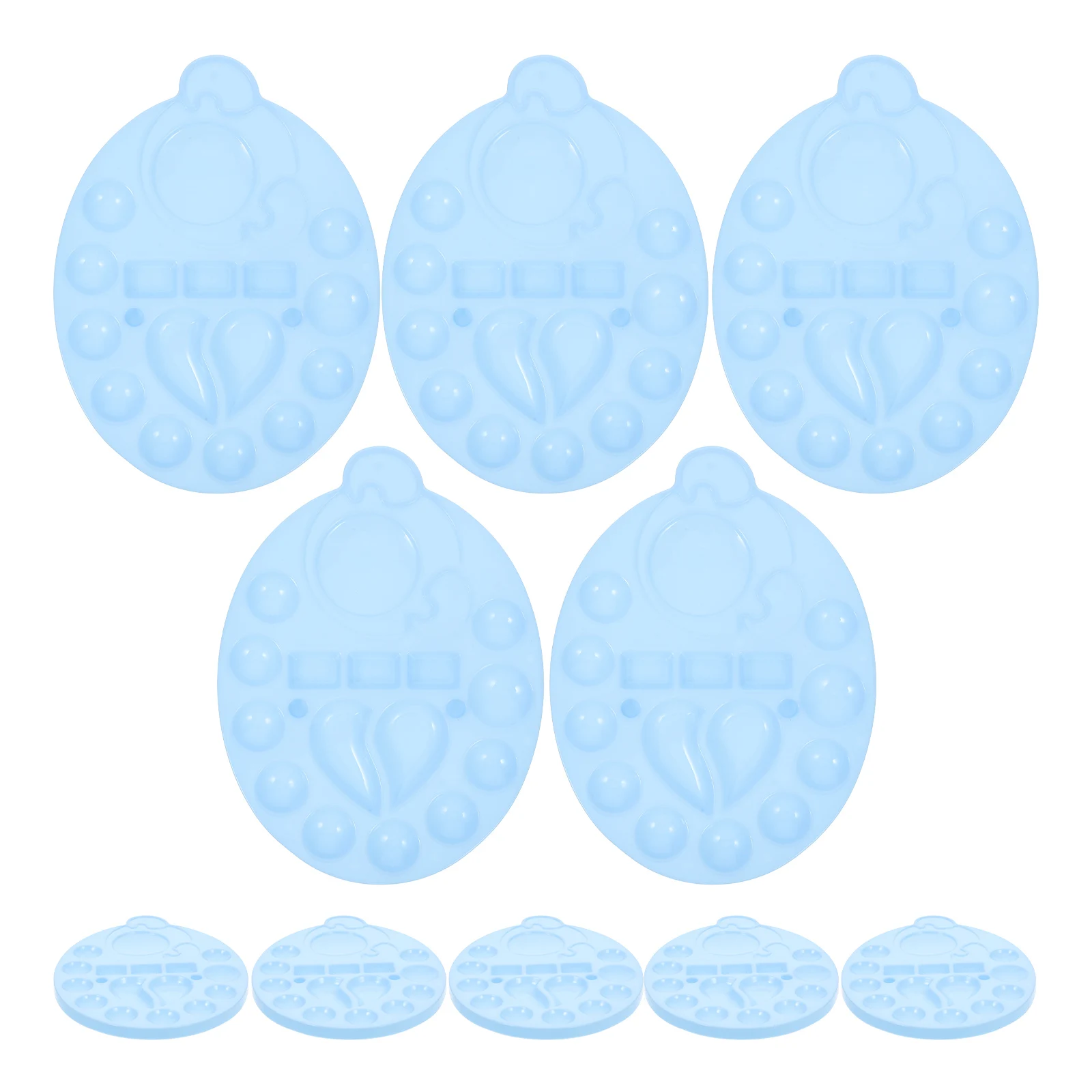 

10pcs Oval Cartoon Palette Watercolor Gouache Mixing Paint Accessory Lightweight Portable Blue Easy Clean for Artists Outdoor