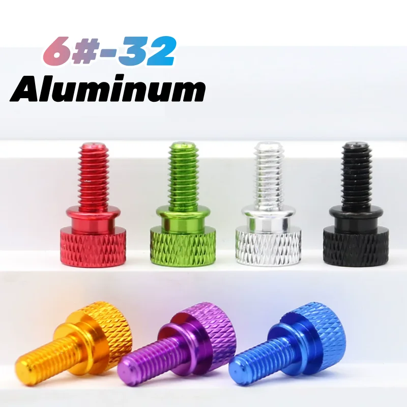 Aluminum 6#-32 Coarse thread Step Thumb Screws Computer Case Screw Anodized  Knurled Hand Grip Knob Bolts DIY Thumbscrews