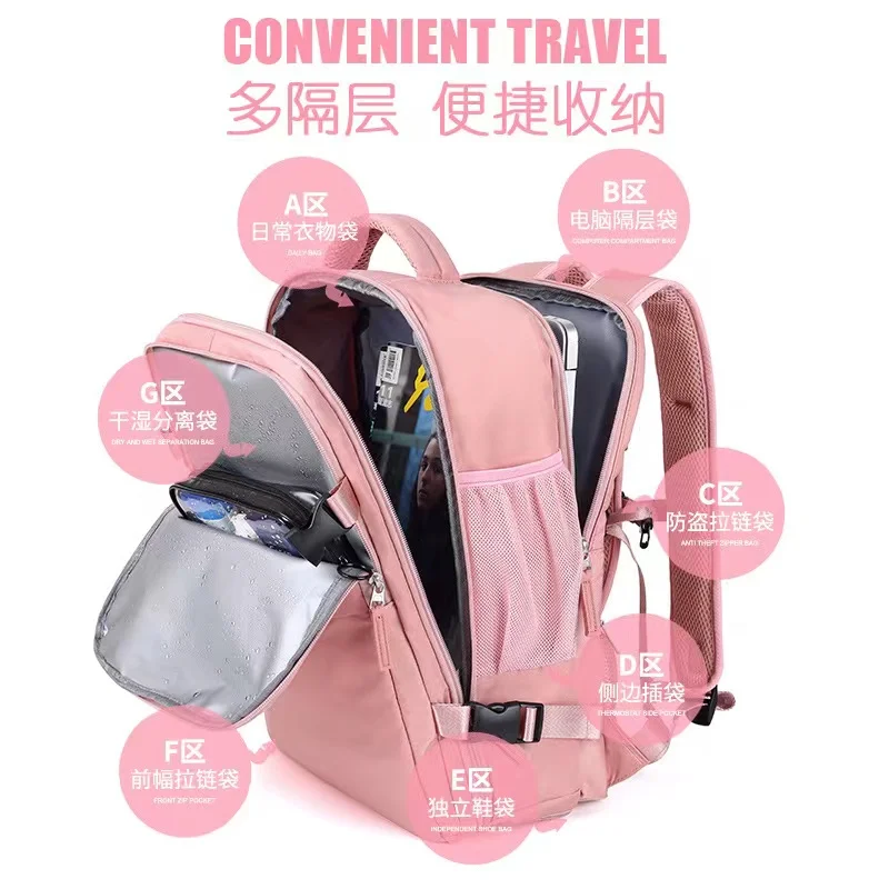 Mochila de viaje grande impermeable para mujer, Mochila multifunción para ordenador portátil, mochilas femeninas, bolsas de equipaje con bolsillo para zapatos