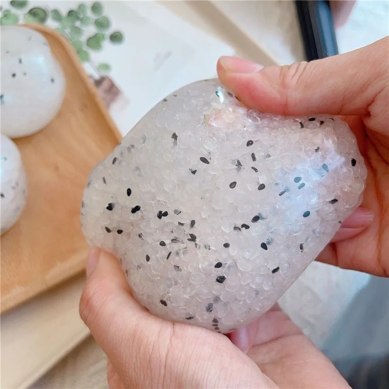 Rice ASMR Crinkle Pressure Squeeze Ball Handmade Squishy Toy Moldable Noise Sound Sensory for ADHD Relax Vent Stress Relief Toy