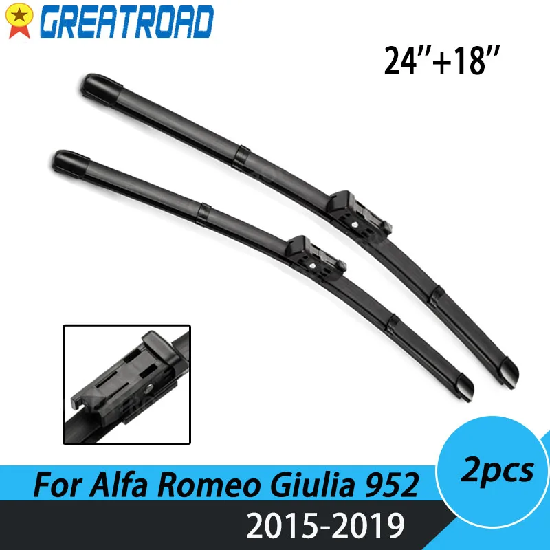 Wiper LHD Front Wiper Blades For Alfa Romeo Giulia 952 2015 - 2019 Windshield Windscreen Front Window 24''+18''