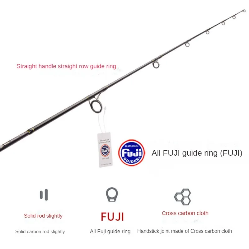 Jintu-slow Jigjing Rod Sea Fishing Boat Fishing Rod Spinning Casting Solid Carbon Rod Tip Full Fuji Guide Ring Fuji Reel Seat