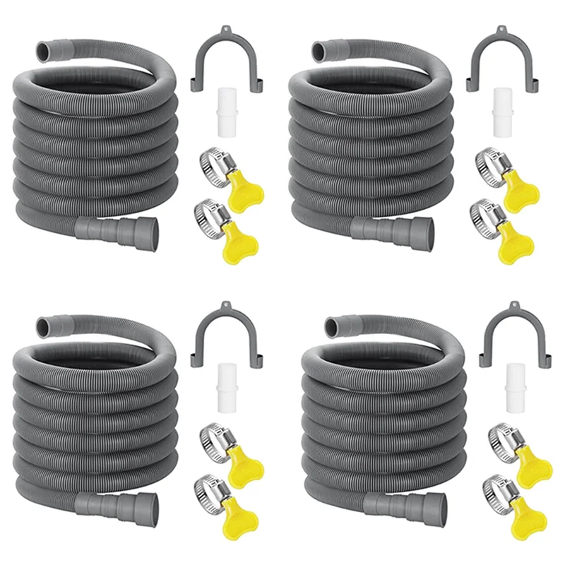 4X ensemble d'extension de tuyau de vidange tuyau de Machine à laver universel 10 pieds, connecteur de tuyau de support et colliers de serrage tuyaux de vidange-CLIM