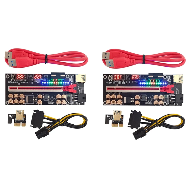 VER018 PRO PCI-E Riser Card PCI-E 1X To 16X USB3.0 60Cm Graphics Riser Card With 12 Solid Capacitors For Mining