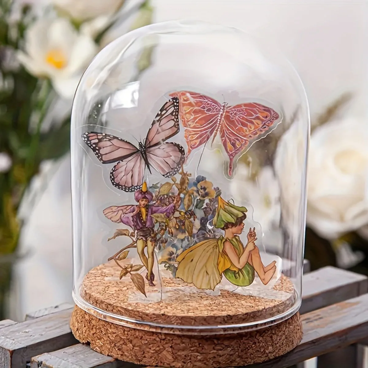 علبة واحدة مكونة من 45 ملصقًا لتزيين سجل القصاصات على شكل فراشة وزهرة خيالية