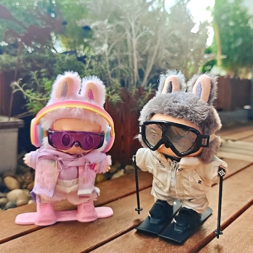 

3.0 Labubu Cool Skiing Set for 15/17cm Doll Winter Skiing Snowboard Equipment Display Accessories