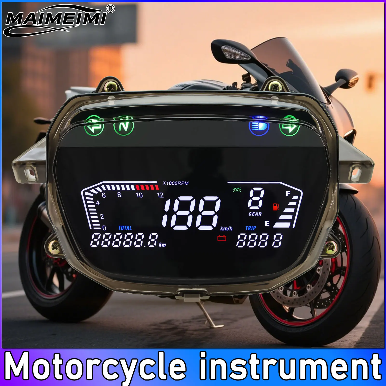 

Motorcycle Tachometer 12000 RPM Meter Digital Speedometer Km/h MPH Odometer Meter Instrument TRIP ODO Motorbike for Honda EX90
