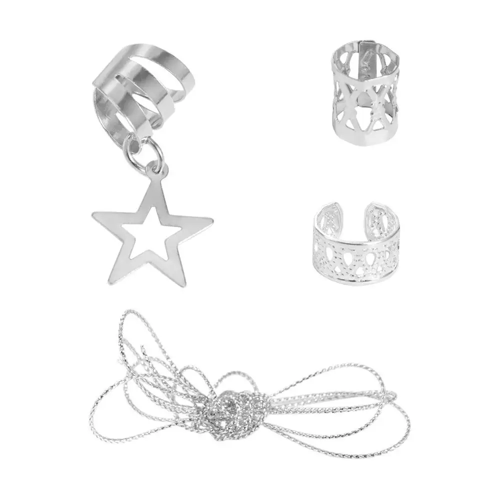 36 قطعة أقفال الرهبة ستار ديكور الشعر الدائري الشعر جديلة أنابيب أغطية الرأس تجديل الشعر الأصفاد المعدنية الضفائر القذرة الكفة كليب