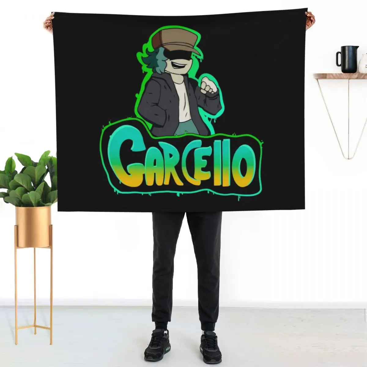 

Garcello fnf mod character graffiti Throw Blanket Breathable Lightweight Blanket for Adults Kids