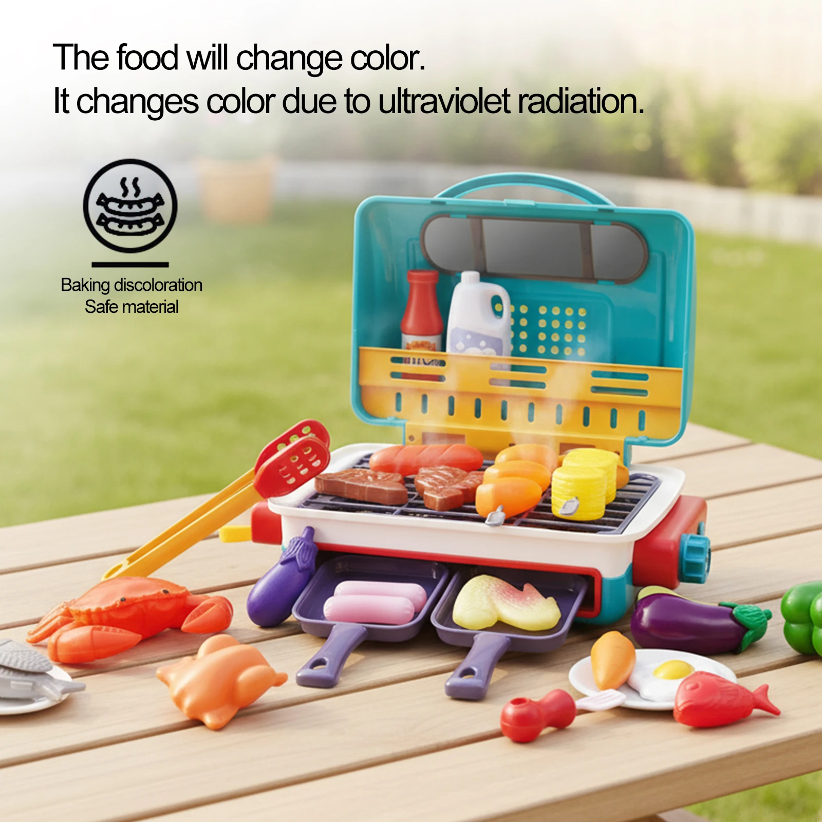 BBQ-grillspeelset voor kinderen met rooklicht Geluid en kleurveranderend voedsel Fantasiespel Keuken Koken Speelgoed voor verjaardagscadeaus voor kinderen