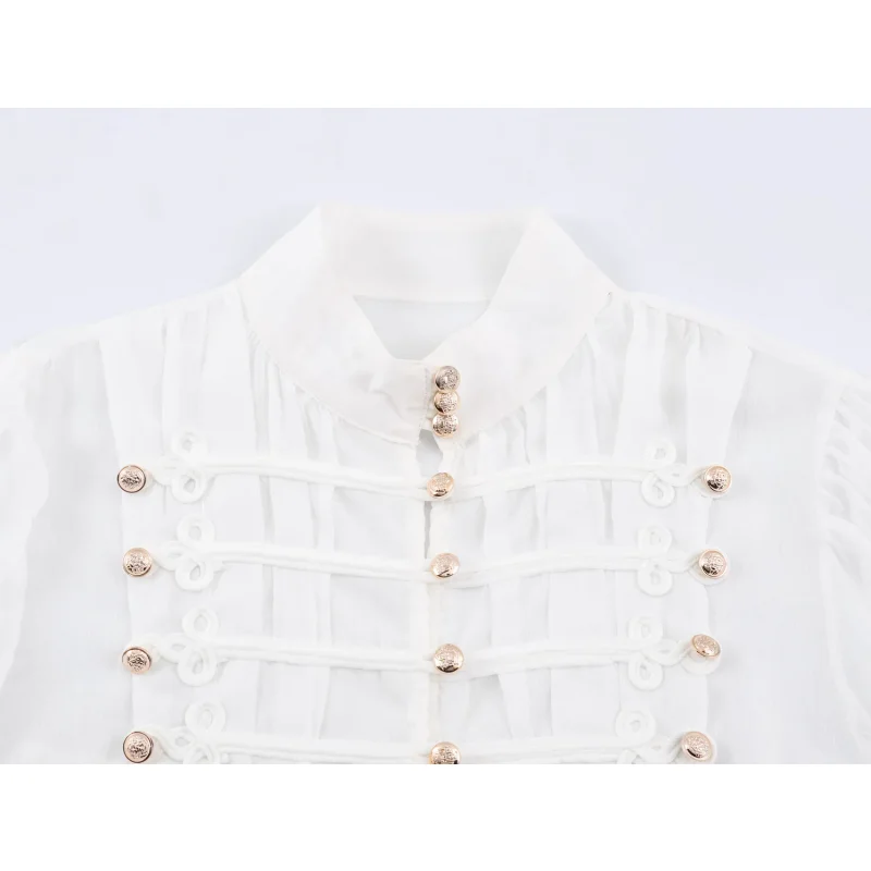 2026 Neue Kollektion Damenkleidung Rüschenbluse Luxuriöse Vintage-Style Hemden Langärmelige Hemden mit Trompetenärmeln Elegantes Abendhemd – Detail 25