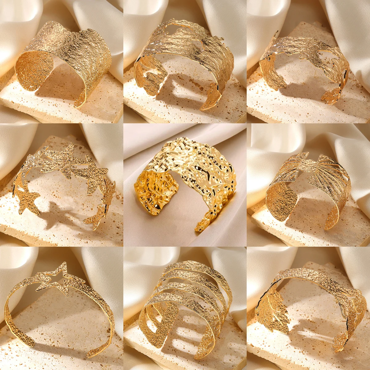 Glatte Unregelmäßige Twist Breite Armbänder Für Frauen Gold Farbe Edelstahl Geometrie Manschette Armreifen Valentinstag Schmuck Geschenk