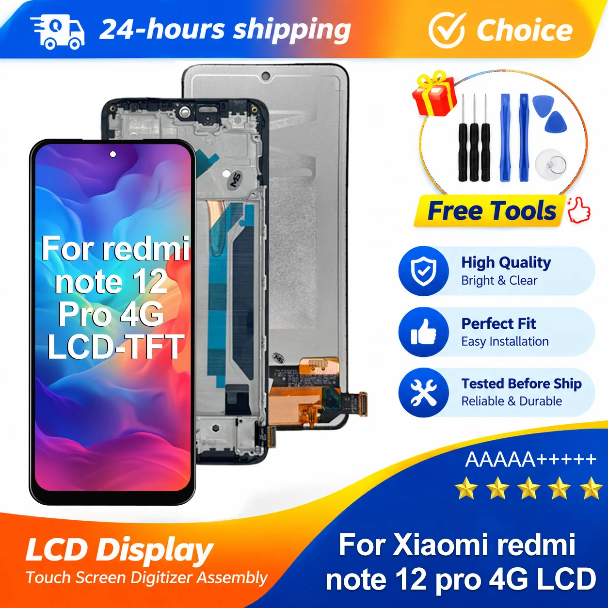 TFT Display  For Xiaomi Redmi Note 12 Pro 4G LCD Touch Screen With Frame Digitizer Assembly For Redmi Note 12 Pro LCD 2209116AG