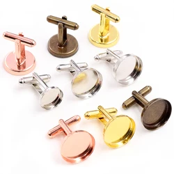 10pcs/ lot 16mm White K Rhodium Plated 5 Colors Copper Cufflink Base Cuff Link Settings Cabochon Cameo Base