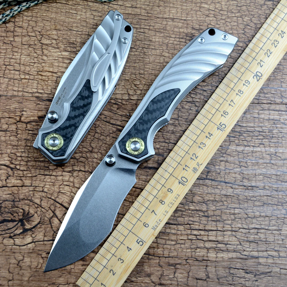 TWOSUN TS560 Folding Pocket Knife M390 Blade Ceramic Ball Bearing Titanium TC4 Handle for Outdoor Camping Hunting Gift