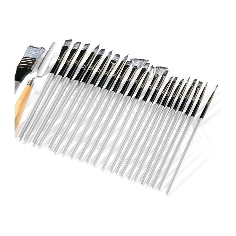 キャンバスブラシ付きアクリル絵筆,耐久性のあるアクリル絵筆,油絵,ペイントブラシ,24個