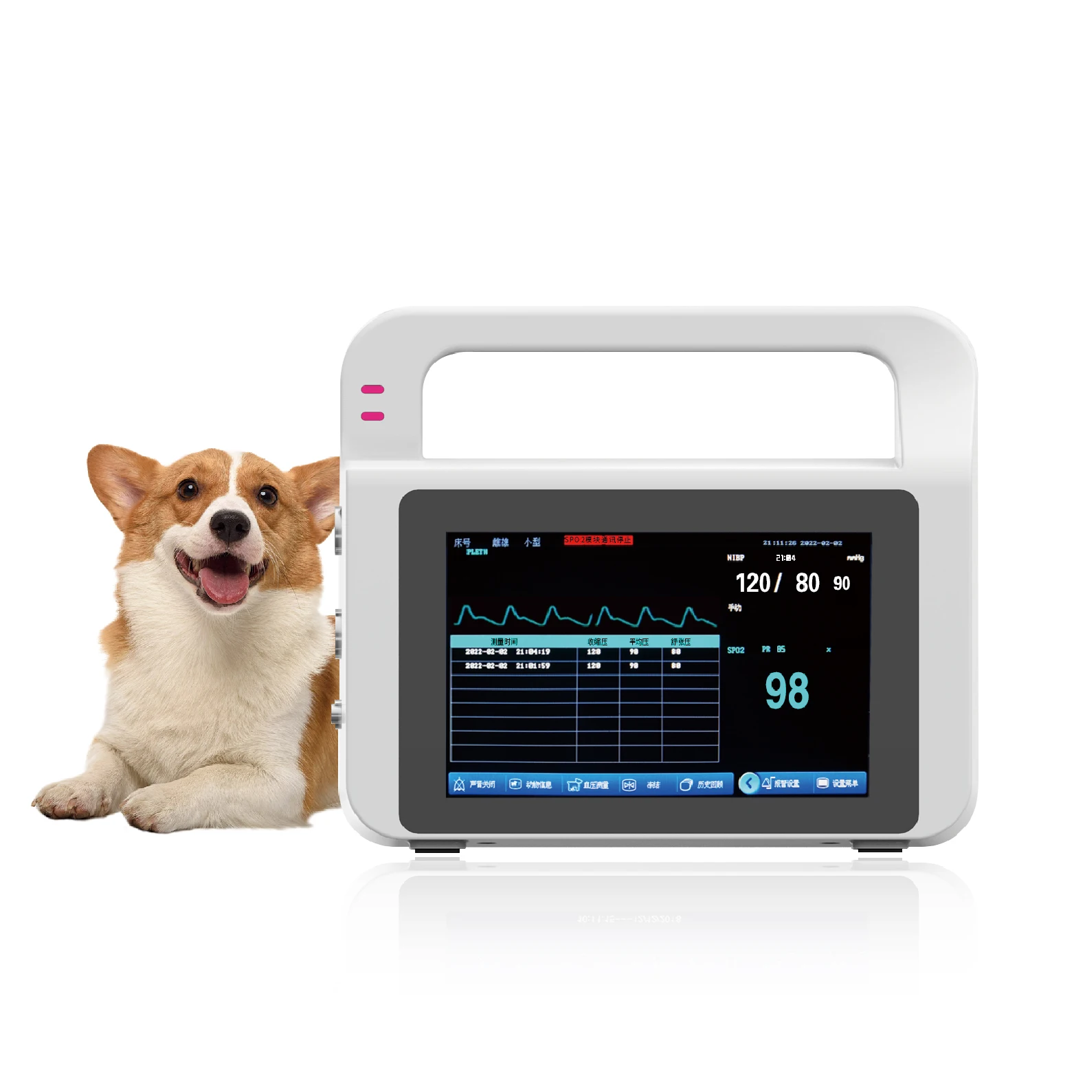 

Blood Pressure Measuring Device Oximeter VNIBP/PR/SPO2/TEMP Eterinary Animal Vital Signs Monitor With Touch Screen