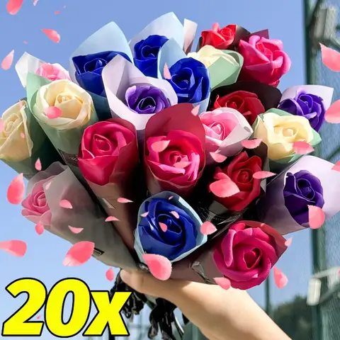 20/5PCS 발렌타인 데이 인공 비누 장미 꽃 생일 선물 DIY 웨딩 부케 장식 홈 축제 파티 장식