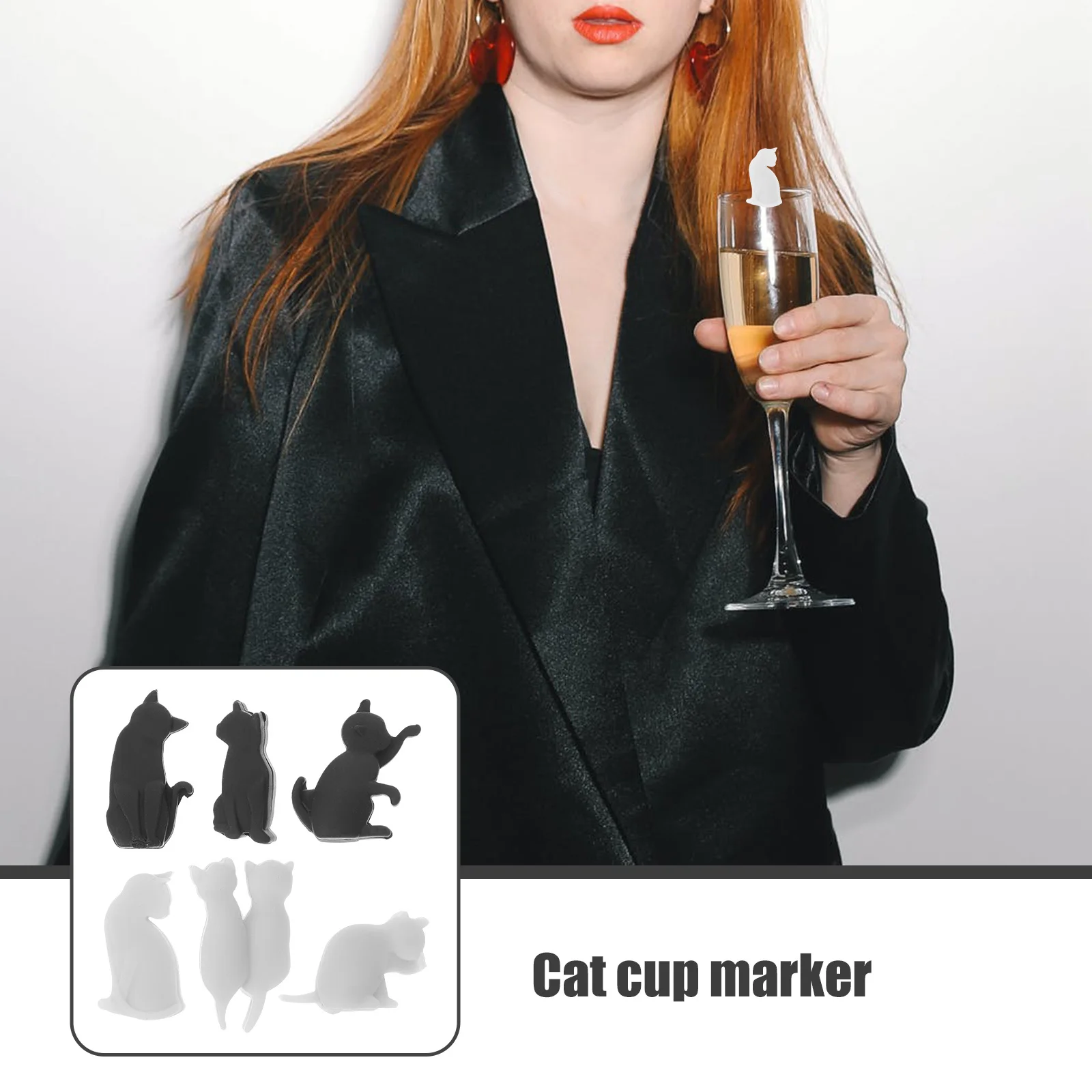 

6 Pcs Cat Drink Wine Glass Marker Accessories Cork Drinking Markers Delicate Cup Silica Gel