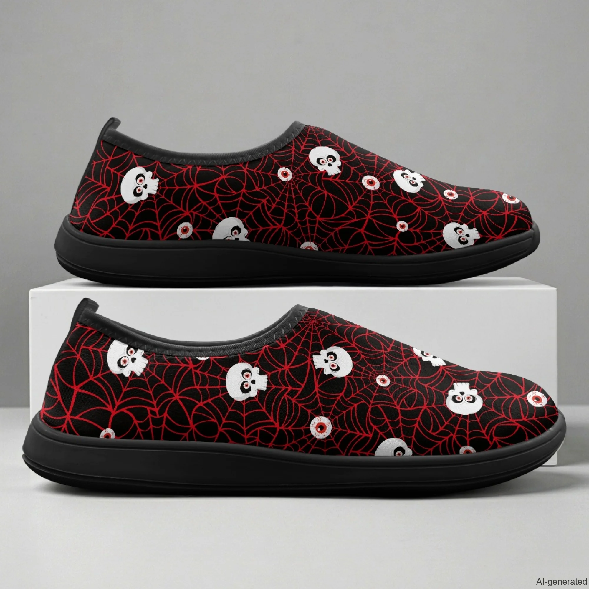XIXIRIMIDO Halloween Skull Pattern Durable Grip Sneakers Wide Toe Flats for Men Lightweight Casual Shoes Nurse Indoor Shoes