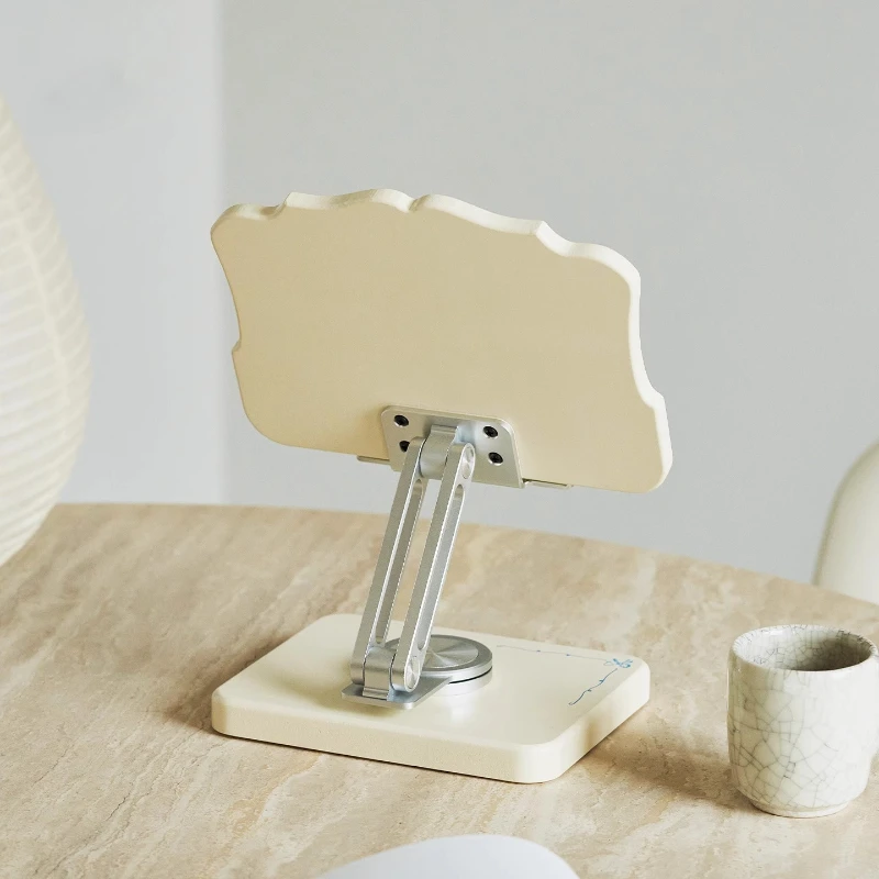 Cream Wooden Tablet Stand Rotary Tablet Computer Reading Stand Creative Desktop Phone Stand