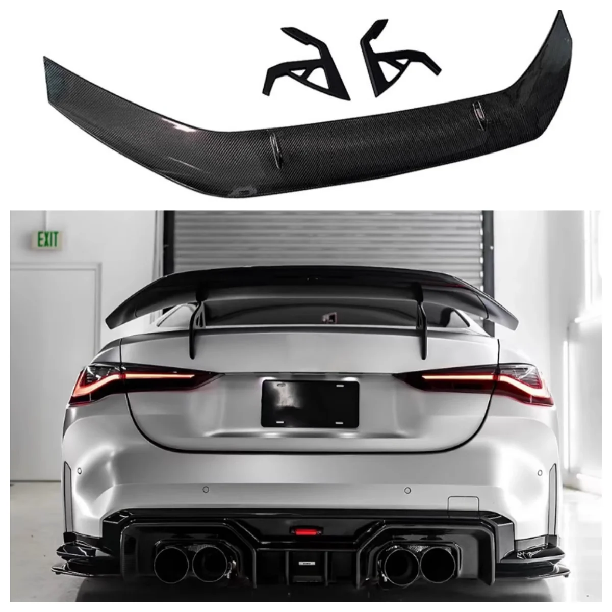 For BMW 3 Series 4 Serie M3 M4 G20 G28 G22 G23 G26 G80 G82 GT Style Universa Carbon fibre Rear trunk cover spoiler Rear wings