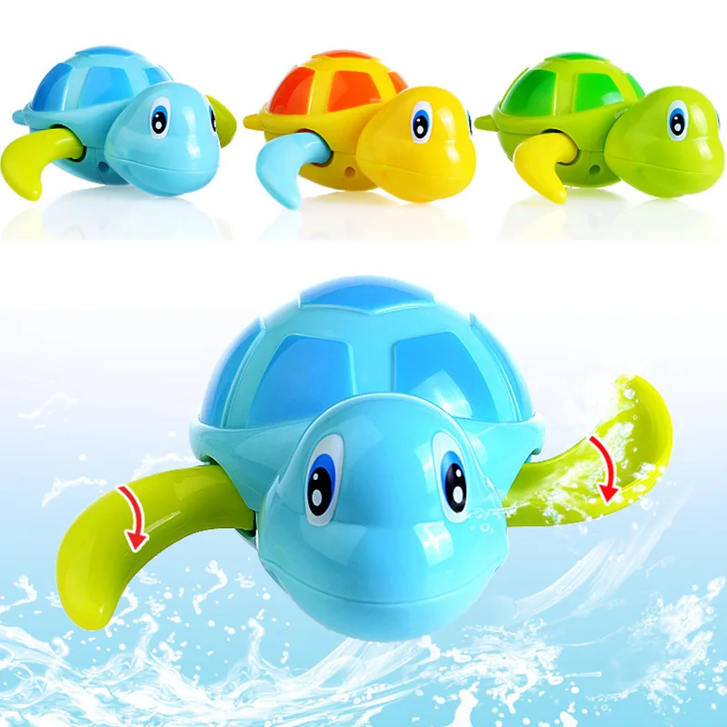 Cartoon Cute Tortoise Baby Water Bath Toys Classic Kids Infant Bathroom Mini Colorful Soft Floating Animals Figure Clockwork Toy