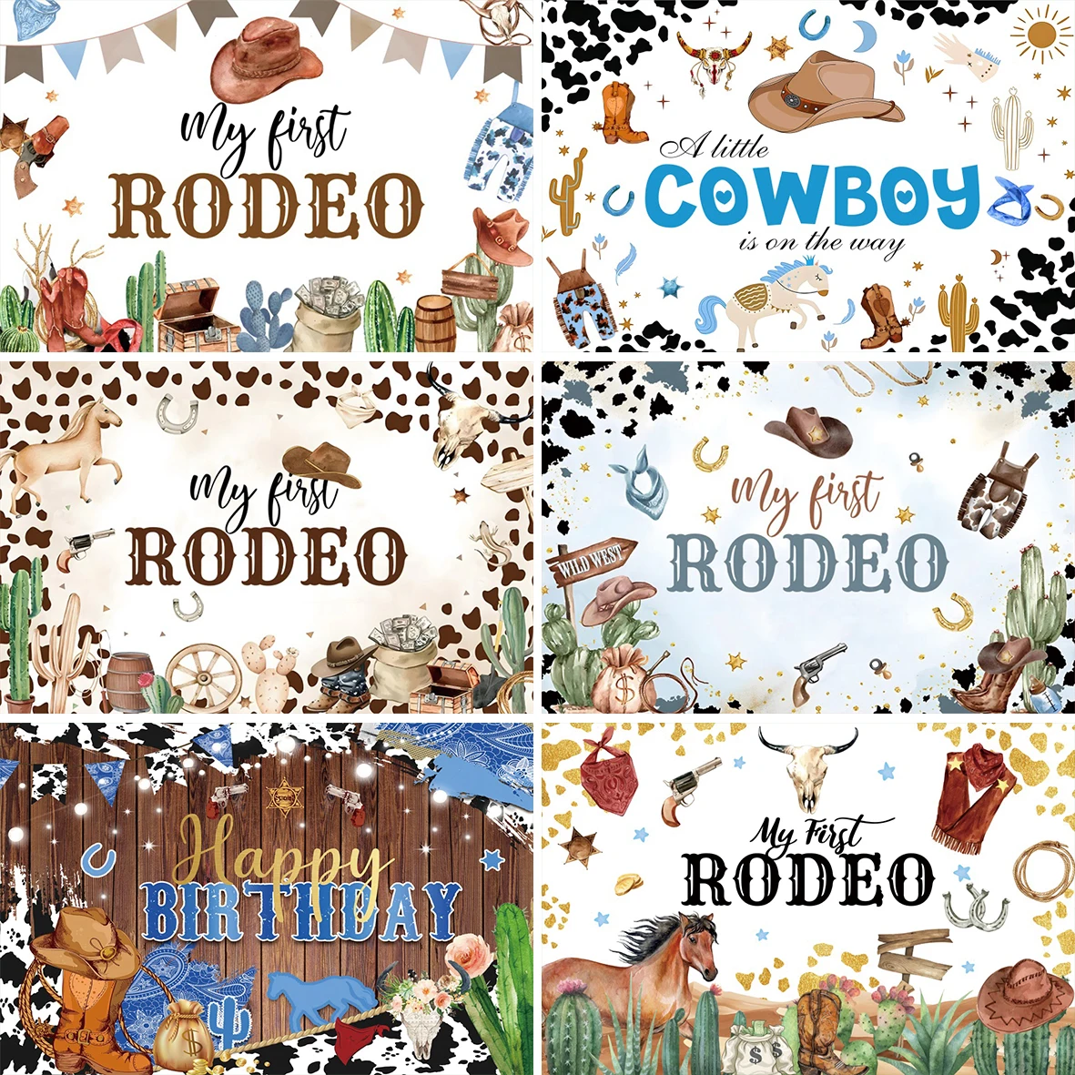 Western Cowboy First Rodeo Photography Background Baby Shower Kids 1st Birthday Horse Farm Saddle Welcome Party Decor Backdrops