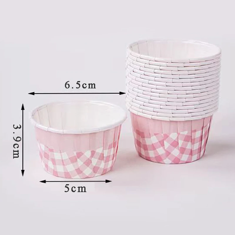 50 Pack Muffin Baking Cups Retro Plaid Curled Rim Cupcake Liners Heat Resistant Disposable Greaseproof Cake Paper Cups for Oven