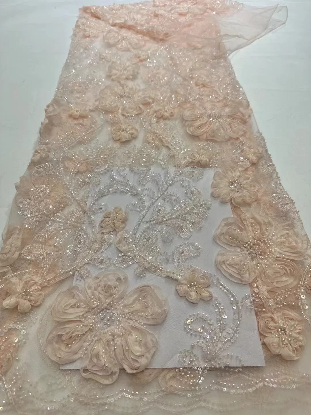 

New French tulle lace fabric, high-quality 3D embroidery from Nigeria, African DIY lace fabric wedding dress sewing