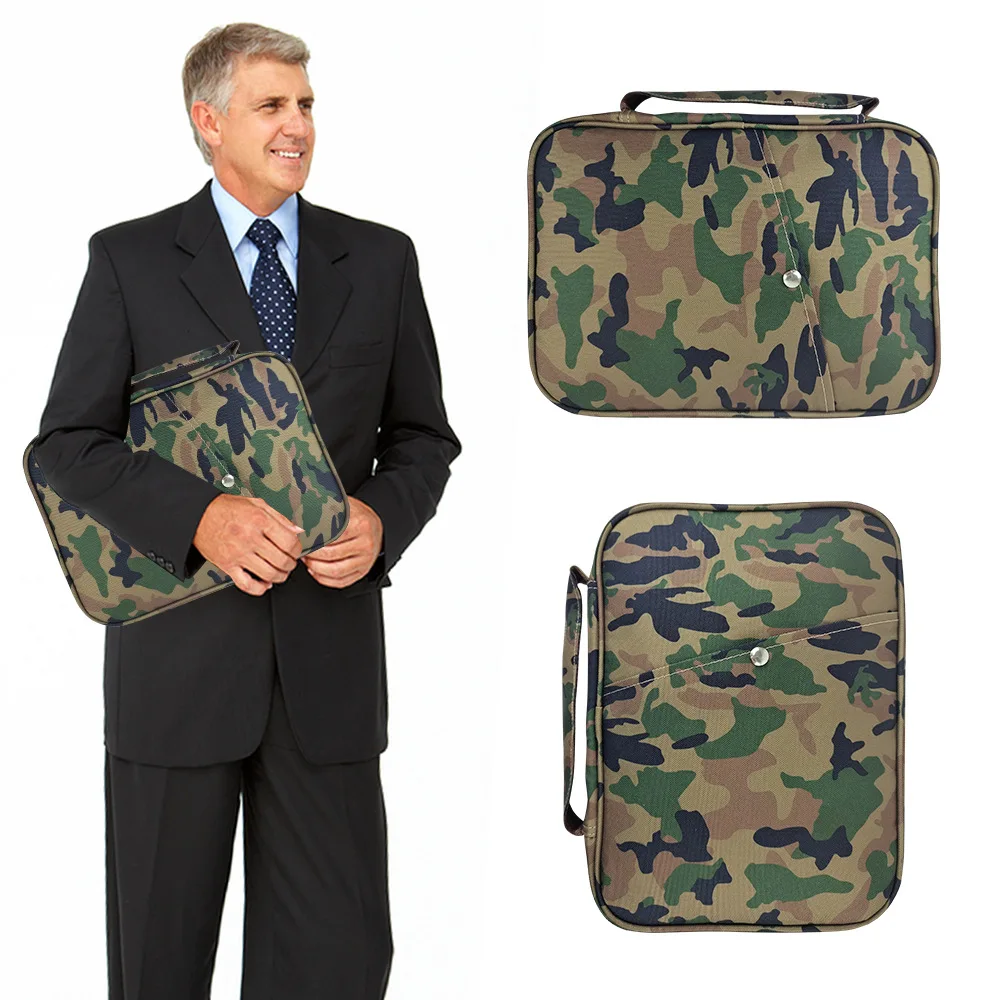 

Men's Army Green Book Cover with Handle Camouflage Storage Bag Book Cover