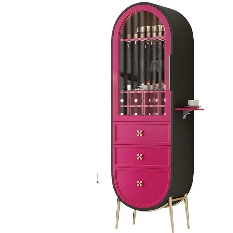 

Single-door wine cabinet rose red Changhong glass cabinet integrated side dopamine display cabinet