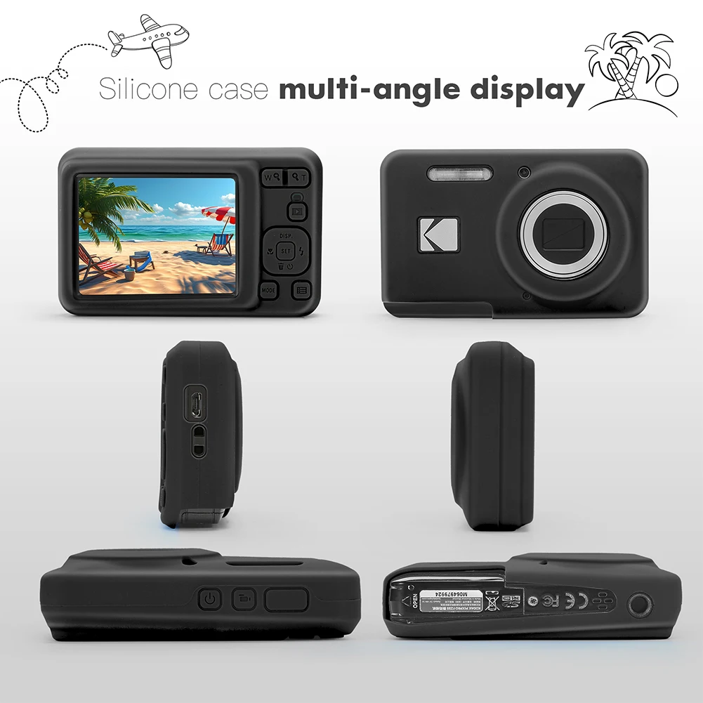 غطاء كاميرا رقمية لـ KODAK PIXPRO FZ55 حافظة واقية من السيليكون الناعم (أسود)