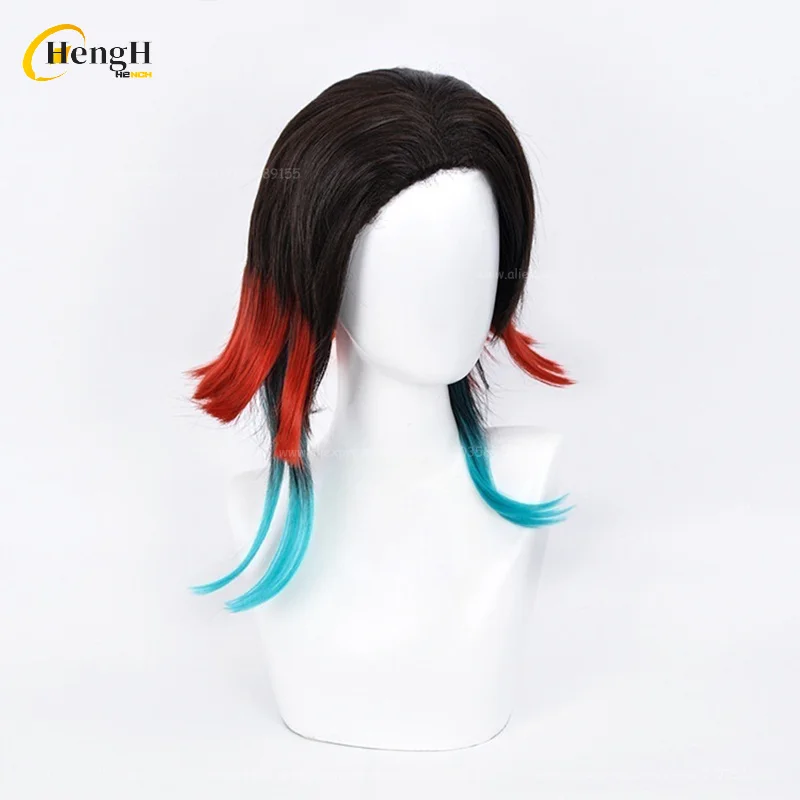 Disponibile Anime Enmu Capelli sintetici Unisex 40 cm Colore misto Cosplay Parrucca anime e adesivi Capelli resistenti al calore Parrucche di Halloween