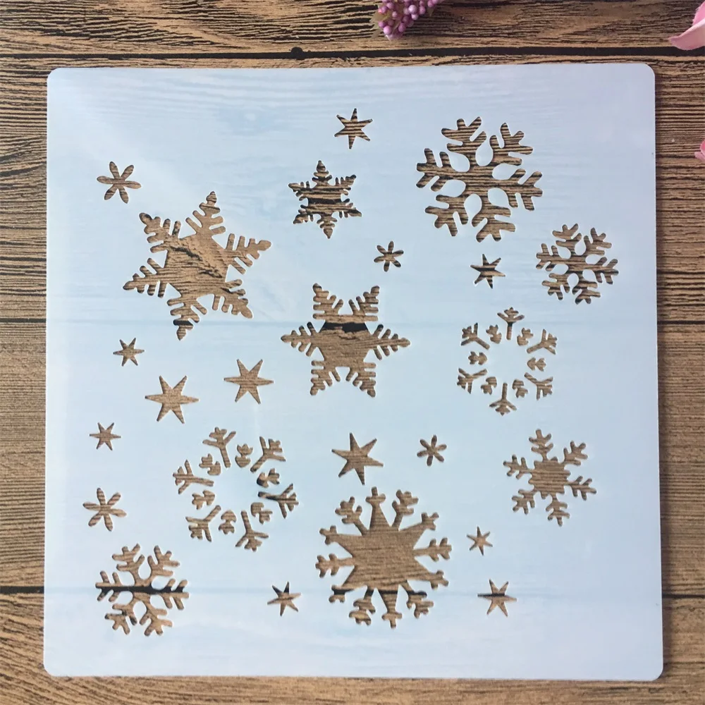 4Pcs/Set 20*20cm Snowflake Winter DIY Layering Stencils Wall Painting Scrapbook Coloring Embossing Album Decorative Template