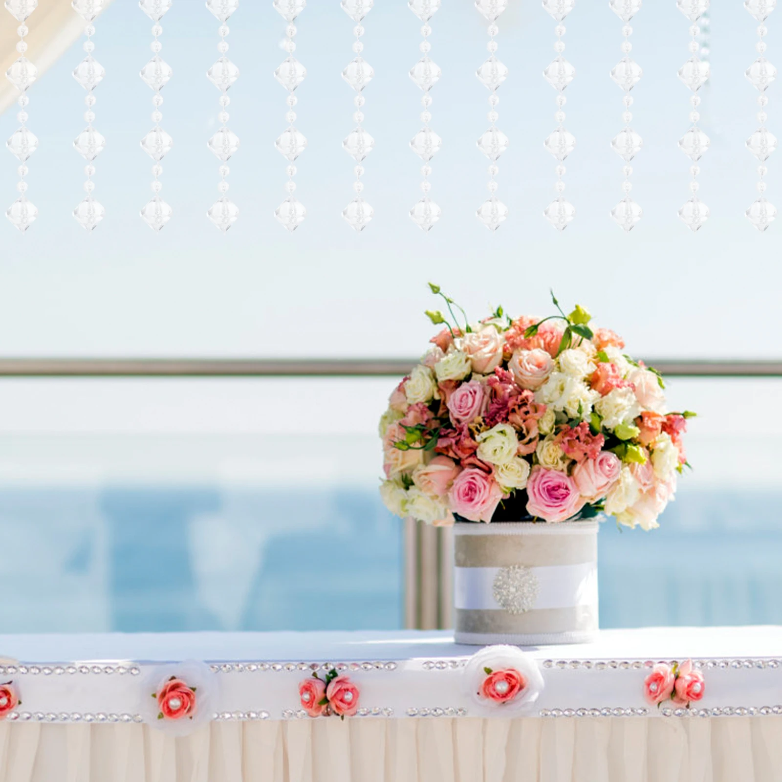 

1Pcs Crystal Beaded String Faceted Smooth Acrylic Beaded Wedding Room Decor Hanging Curtain Door Accessories Crystal Bead String