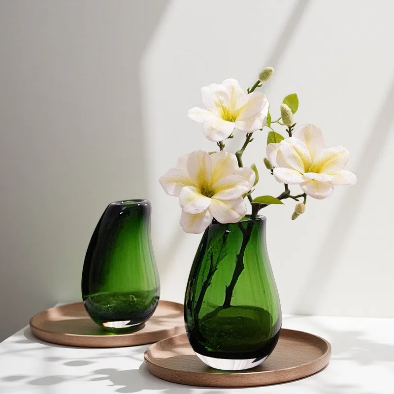 

Creative glazed vase living room dining table advanced sense simple art light luxury green water culture flower arrangement